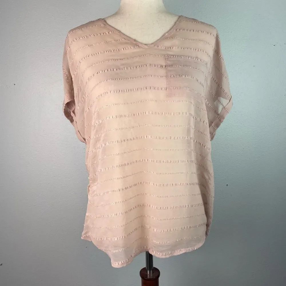 Maurices Sheer Light Pink V-Neck Blouse Top Size M EUC